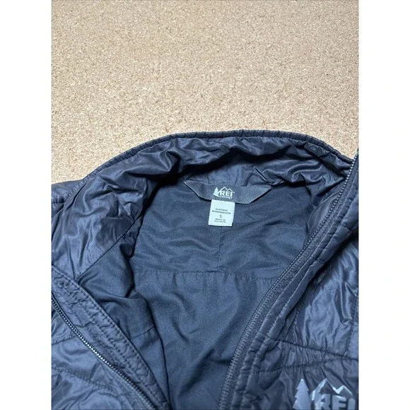 REI Co-op Puffer Jacket Womens Sz Small Black Ultra Light Insulated H3 - Picture 3 of 7